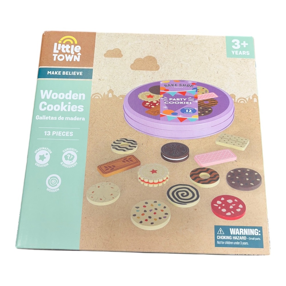 Aldi Little Town Wooden Cookies In Tin 2025 New Toy, Make Believe